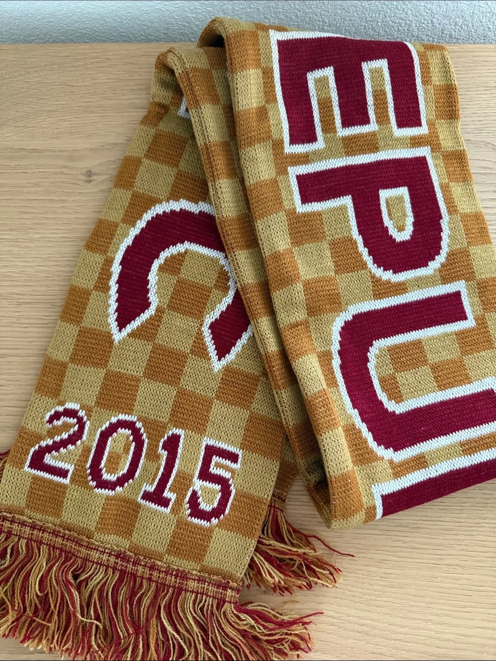 Sacramento Republic FC Checkerboard Soccer Scarf - Mustard & Burgundy